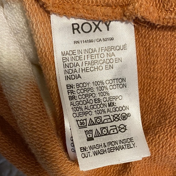 Roxy XL Tie Dye Yellow and Brown Hoodie Sweatshirt Pullover - Picture 7 of 8